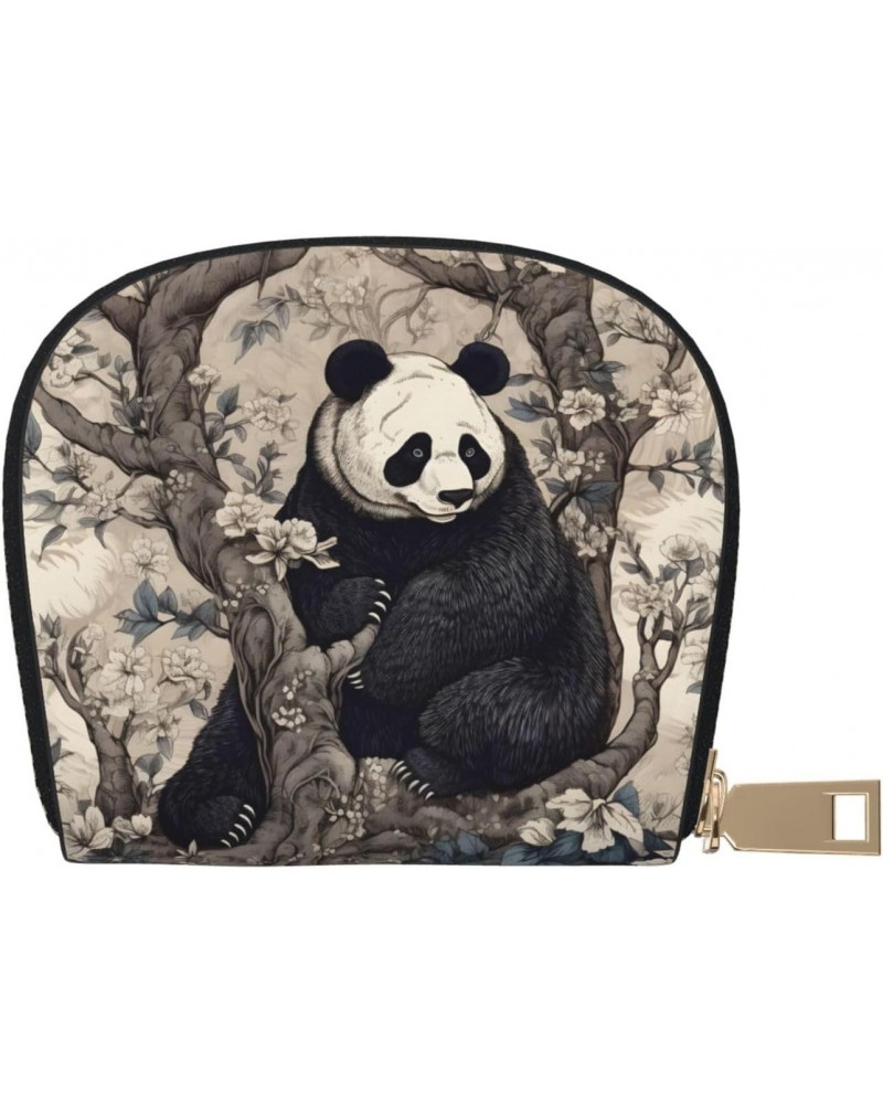 Card Wallet Ink Branch Panda Leather Small Wallet Travel Wallet Slim With Zipper Credit Card Holder For Women Gift Accordion ...