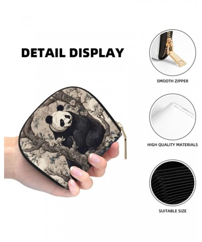 Card Wallet Ink Branch Panda Leather Small Wallet Travel Wallet Slim With Zipper Credit Card Holder For Women Gift Accordion ...