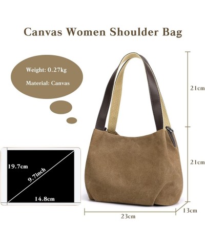 Women Underarm Bag Canvas Handbag Ladies Top Handle Bag Casual Clutch Tote Bag Brown $30.19 Totes