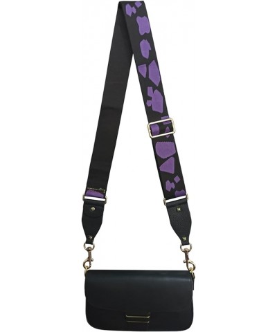 Geometric Figures Stars Lady Adjustable Diagonal Bag Wide Shoulder Strap Black Purple 1 $10.75 Shoulder Bags