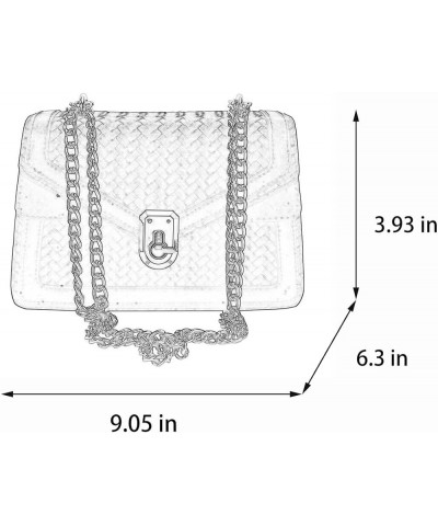 Diamond-Weave Leather Women's Square Underarm Bag Adjustable Compartment Square Organ Shoulder Bag (white) Golden $30.78 Totes