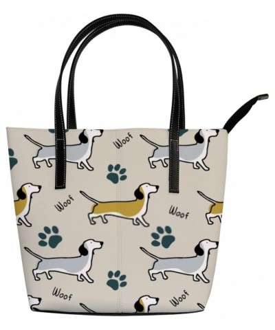 Shoulder Bag Tote Bags for Women Cute Dogs and Paws Leather Shopper Work Handbags Large Casual Bag $26.21 Totes