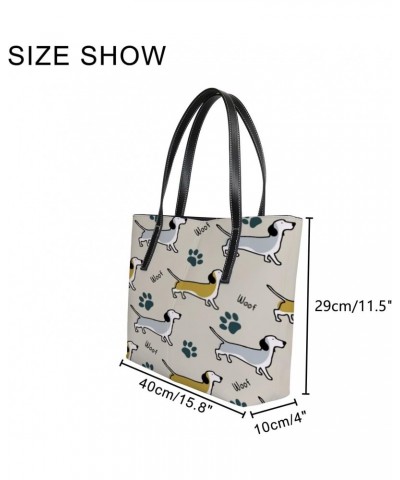 Shoulder Bag Tote Bags for Women Cute Dogs and Paws Leather Shopper Work Handbags Large Casual Bag $26.21 Totes