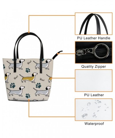 Shoulder Bag Tote Bags for Women Cute Dogs and Paws Leather Shopper Work Handbags Large Casual Bag $26.21 Totes