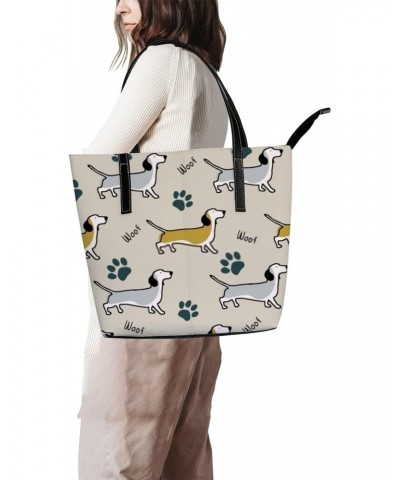 Shoulder Bag Tote Bags for Women Cute Dogs and Paws Leather Shopper Work Handbags Large Casual Bag $26.21 Totes