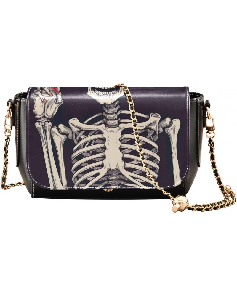 Skeleton and Light Bulb Crossbody Bag for Women Girls,Leather Cross Body Purses Chain Strap Handbags Shoulder Bag $20.00 Cros...