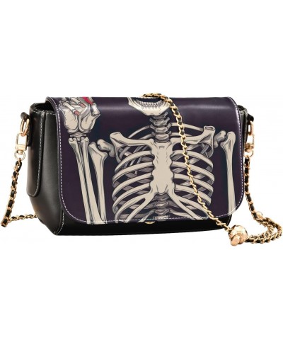 Skeleton and Light Bulb Crossbody Bag for Women Girls,Leather Cross Body Purses Chain Strap Handbags Shoulder Bag $20.00 Cros...