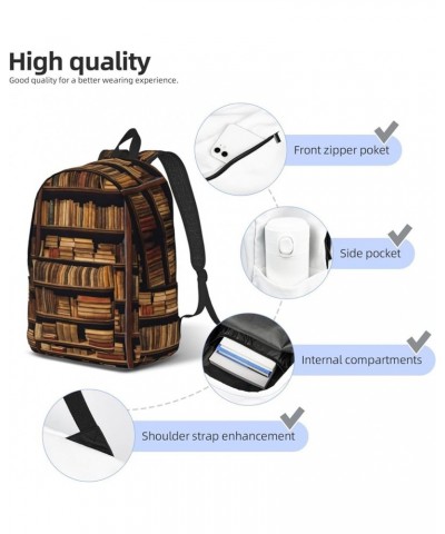 Books Print Unisex Canvas Bag Canvas Shoulder Pouch Pack Lightweight Backpack For Woman Lady Black Small $18.04 Backpacks