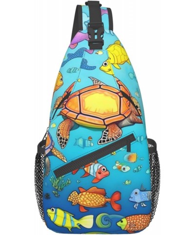 Turtle And Fish Crossbody Bag, &*Men'S And Women'S Chest Crossbody Bag, Zipper Closure, Strap Length Adjustable $15.02 Crossb...