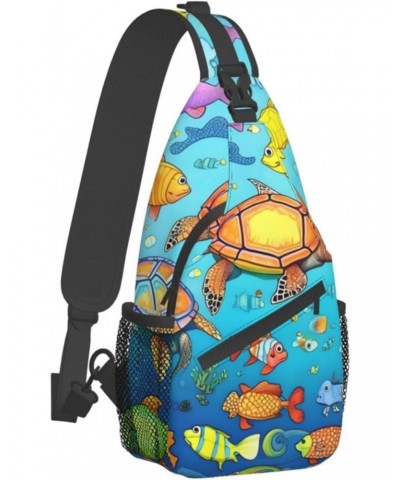 Turtle And Fish Crossbody Bag, &*Men'S And Women'S Chest Crossbody Bag, Zipper Closure, Strap Length Adjustable $15.02 Crossb...