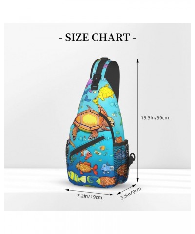 Turtle And Fish Crossbody Bag, &*Men'S And Women'S Chest Crossbody Bag, Zipper Closure, Strap Length Adjustable $15.02 Crossb...