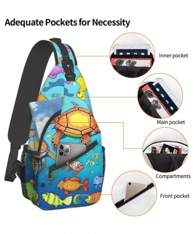 Turtle And Fish Crossbody Bag, &*Men'S And Women'S Chest Crossbody Bag, Zipper Closure, Strap Length Adjustable $15.02 Crossb...