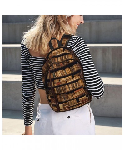 Books Print Unisex Canvas Bag Canvas Shoulder Pouch Pack Lightweight Backpack For Woman Lady Black Small $18.04 Backpacks