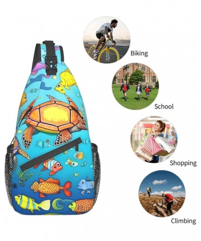 Turtle And Fish Crossbody Bag, &*Men'S And Women'S Chest Crossbody Bag, Zipper Closure, Strap Length Adjustable $15.02 Crossb...