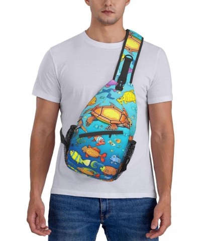 Turtle And Fish Crossbody Bag, &*Men'S And Women'S Chest Crossbody Bag, Zipper Closure, Strap Length Adjustable $15.02 Crossb...