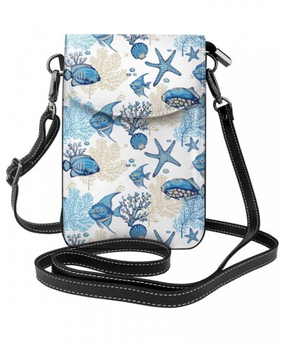 Anchor Corals Starfishes Small Crossbody Phone Bags for Women Leather Cell Phone Purse Lightweight Cell Phone Wallet Girls Sh...