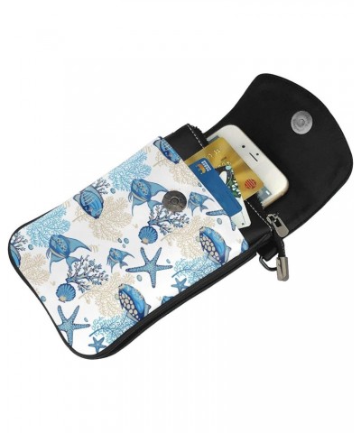 Anchor Corals Starfishes Small Crossbody Phone Bags for Women Leather Cell Phone Purse Lightweight Cell Phone Wallet Girls Sh...