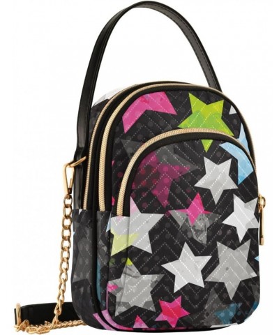 Sling Bag for Women-Colorful Stars Print, Fashion Crossbody Handbags Purse with Chain Strap Top handle 5.91×3.15×8.27 Inches ...