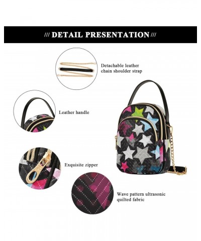 Sling Bag for Women-Colorful Stars Print, Fashion Crossbody Handbags Purse with Chain Strap Top handle 5.91×3.15×8.27 Inches ...