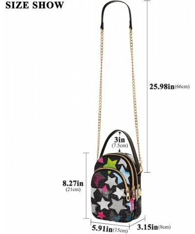 Sling Bag for Women-Colorful Stars Print, Fashion Crossbody Handbags Purse with Chain Strap Top handle 5.91×3.15×8.27 Inches ...