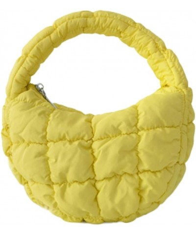 Women Puffer Shoulder Bag Trendy Quilted Mini Handbag Cloud Purse Nylon Tote Bag Hobo Bag A Yellow $14.29 Totes