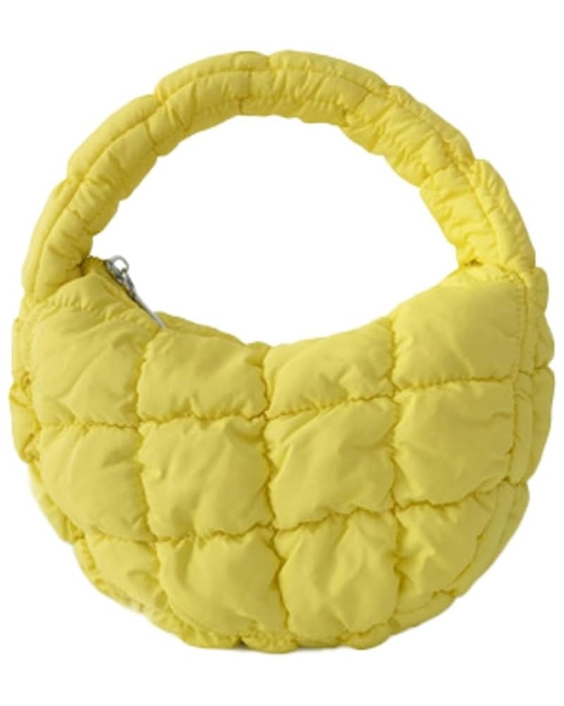 Women Puffer Shoulder Bag Trendy Quilted Mini Handbag Cloud Purse Nylon Tote Bag Hobo Bag A Yellow $14.29 Totes