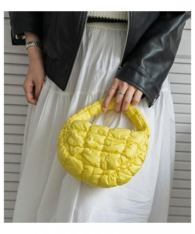 Women Puffer Shoulder Bag Trendy Quilted Mini Handbag Cloud Purse Nylon Tote Bag Hobo Bag A Yellow $14.29 Totes