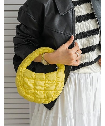 Women Puffer Shoulder Bag Trendy Quilted Mini Handbag Cloud Purse Nylon Tote Bag Hobo Bag A Yellow $14.29 Totes