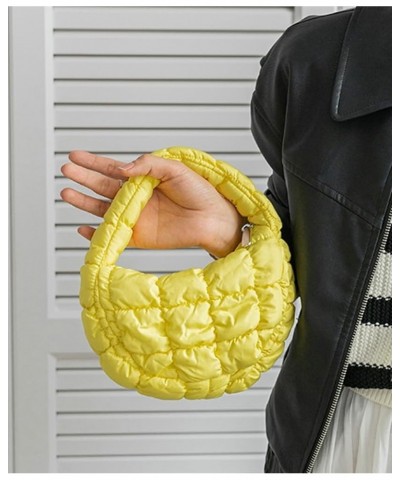 Women Puffer Shoulder Bag Trendy Quilted Mini Handbag Cloud Purse Nylon Tote Bag Hobo Bag A Yellow $14.29 Totes