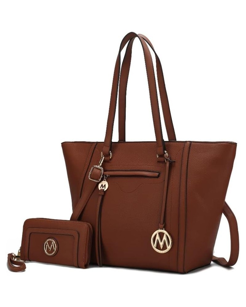 MKF Crossbody Tote Bag for Women & Wristlet Purse Set – PU Leather Top-Handle Satchel Shoulder Handbag Alexandra Brown $28.49...