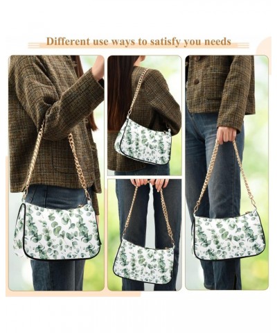 Eucalyptus Leaves Shoulder Bag for Women Clutch Shoulder Purse Chain Bag with Zipper Closure Women's Tote Hobo Handbags Clutc...