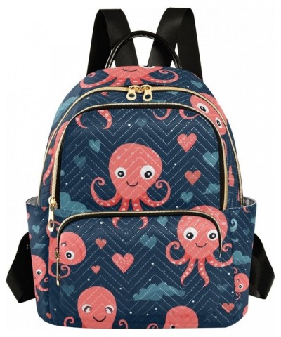 Small Backpack Purse for Women, Red Blue Octopus Travel Bag Casual Daypack Shoulder Bag Small $21.59 Backpacks