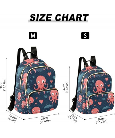 Small Backpack Purse for Women, Red Blue Octopus Travel Bag Casual Daypack Shoulder Bag Small $21.59 Backpacks