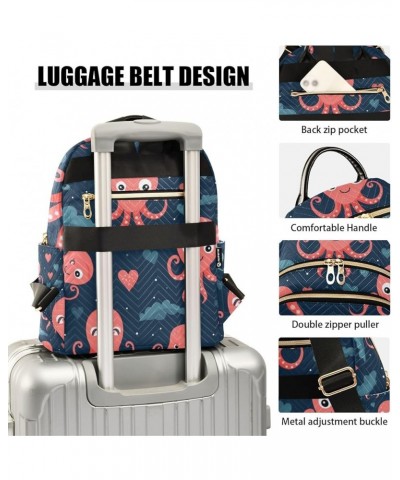 Small Backpack Purse for Women, Red Blue Octopus Travel Bag Casual Daypack Shoulder Bag Small $21.59 Backpacks