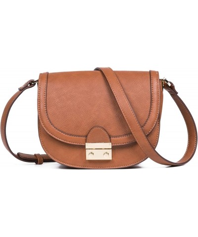 Crossbody Bag Vegan Leather Women Retro Small Saddle Satchel Shoulder Bag Tote With Long Adjustable Strap Camel Grain Pu $21....