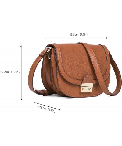 Crossbody Bag Vegan Leather Women Retro Small Saddle Satchel Shoulder Bag Tote With Long Adjustable Strap Camel Grain Pu $21....