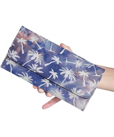 Womens Chinese Plum Blossom Wallets Blocking Trifold Leather Purses Clutch Card Organizer Handbag Palm Tree $11.88 Wallets