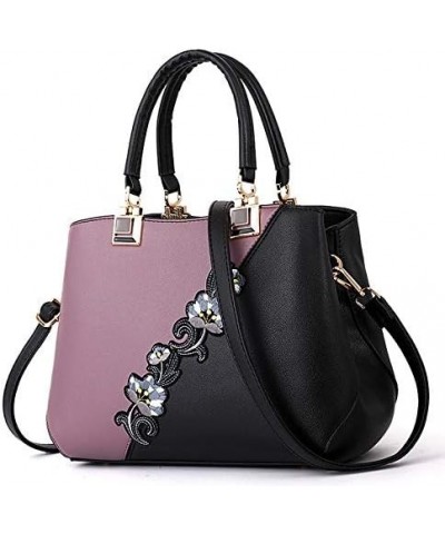 Retro Ladies'Bag Classic Embroidery Handbags Pu Leather Shoulders Bags Ladies Messenger Handle Shoulder Totes Purple $15.95 T...