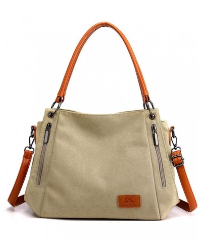 Womens Handbags Canvas Tote Bag Shoulder Bags Satchel Hobo Purse Casual Bag Ladies Daypack Crossbody Bag-Khaki Khaki $25.01 T...