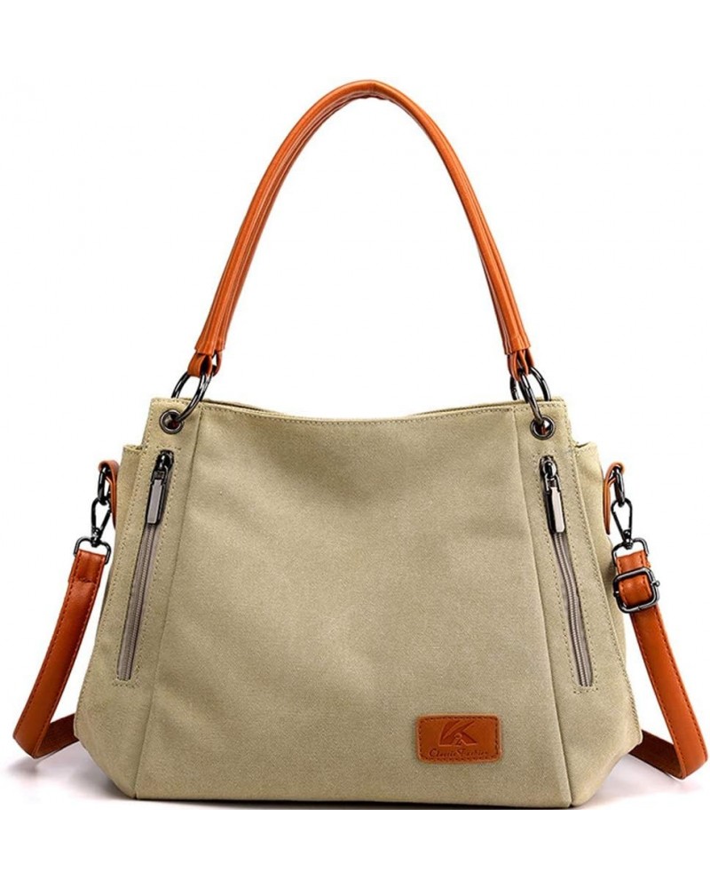 Womens Handbags Canvas Tote Bag Shoulder Bags Satchel Hobo Purse Casual Bag Ladies Daypack Crossbody Bag-Khaki Khaki $25.01 T...