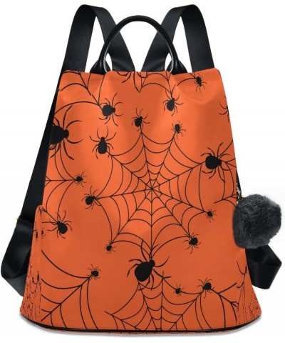 Halloween Spiderweb Orange Women Backpack Anti-theft Handbag Purse Travel Bag Fashion Shoulder Bags $20.79 Backpacks