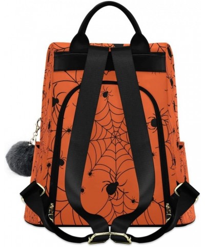 Halloween Spiderweb Orange Women Backpack Anti-theft Handbag Purse Travel Bag Fashion Shoulder Bags $20.79 Backpacks