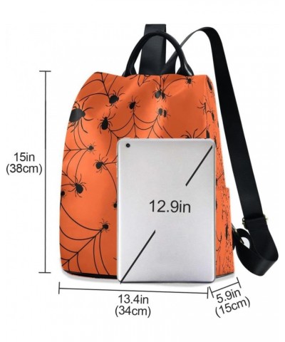 Halloween Spiderweb Orange Women Backpack Anti-theft Handbag Purse Travel Bag Fashion Shoulder Bags $20.79 Backpacks