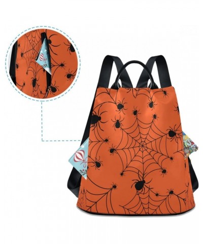 Halloween Spiderweb Orange Women Backpack Anti-theft Handbag Purse Travel Bag Fashion Shoulder Bags $20.79 Backpacks