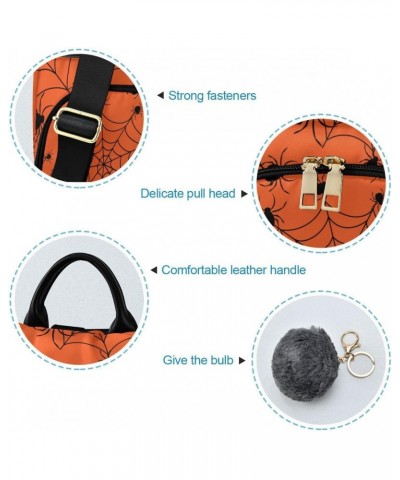 Halloween Spiderweb Orange Women Backpack Anti-theft Handbag Purse Travel Bag Fashion Shoulder Bags $20.79 Backpacks