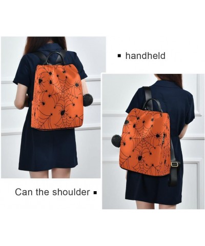 Halloween Spiderweb Orange Women Backpack Anti-theft Handbag Purse Travel Bag Fashion Shoulder Bags $20.79 Backpacks