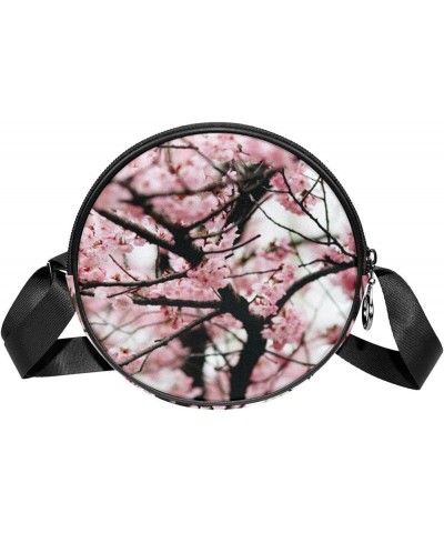 Tropical Pink Floral Flower Crossbody Bag for Women Teen Girls Round Canvas Shoulder Bag Purse Tote Handbag Bag Multi02 $9.24...