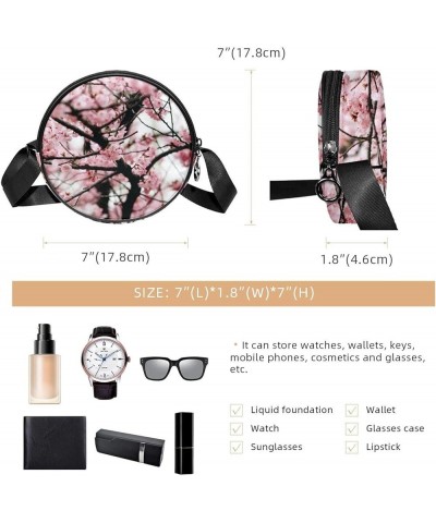 Tropical Pink Floral Flower Crossbody Bag for Women Teen Girls Round Canvas Shoulder Bag Purse Tote Handbag Bag Multi02 $9.24...