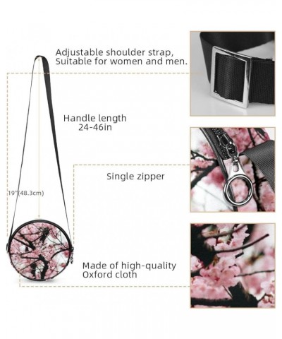 Tropical Pink Floral Flower Crossbody Bag for Women Teen Girls Round Canvas Shoulder Bag Purse Tote Handbag Bag Multi02 $9.24...