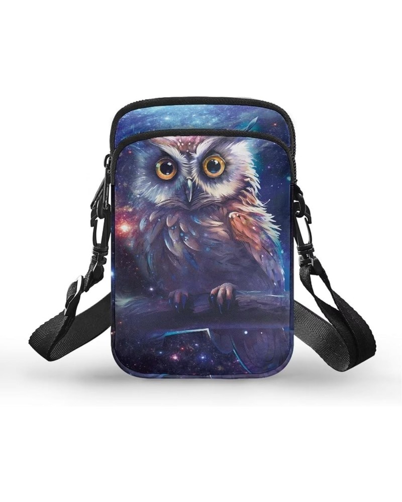 Crossbody Bag for Women Mini Messenger Bag Cell Phone Purse Sling Shoulder Bag with Double Pockets Starry Sky Owl $12.97 Cros...